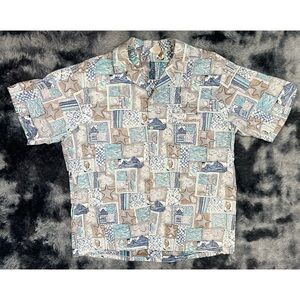 Vintage Barefoot In Paradise Multicolored Hawaiian Short Sleeve Shirt